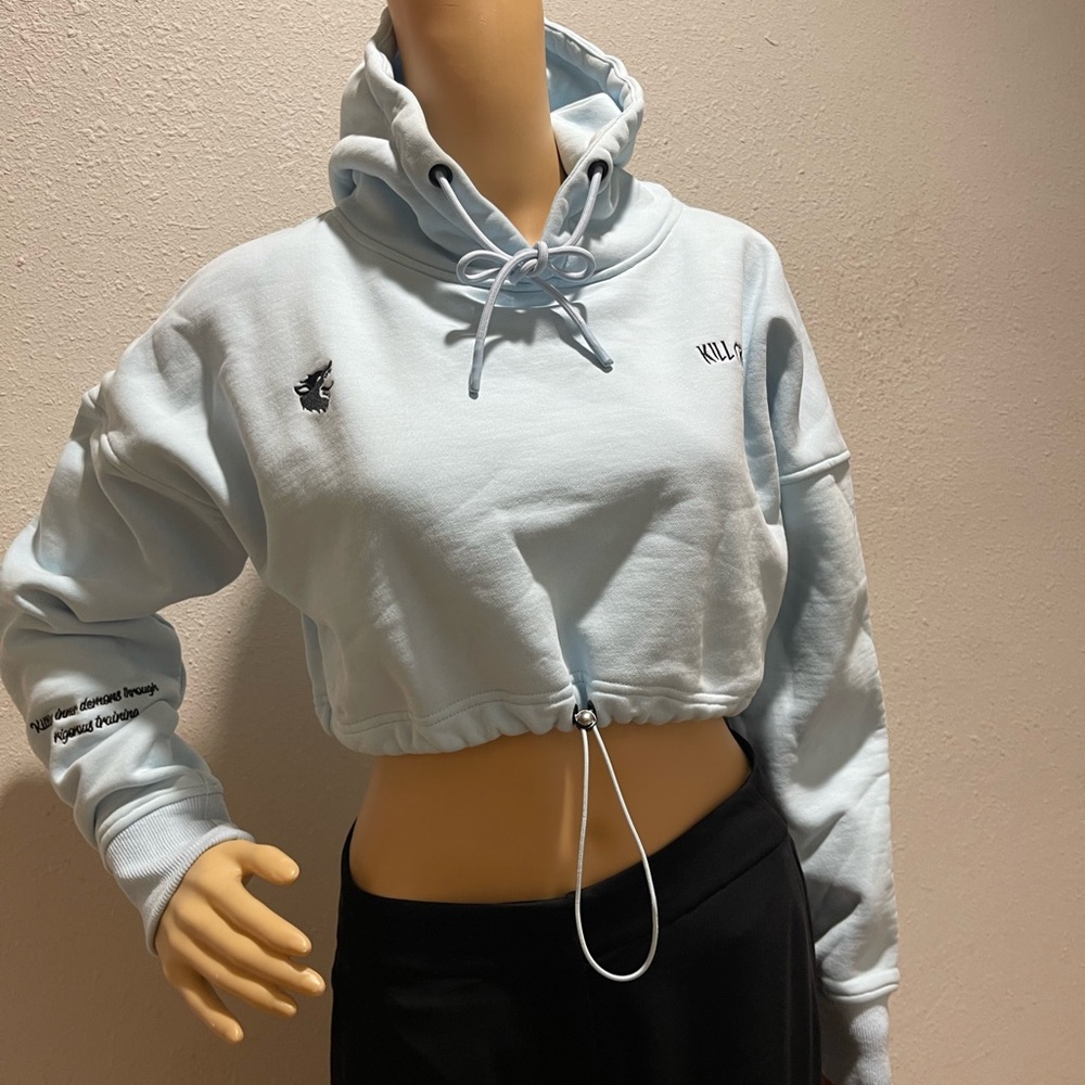 Kill Crew Light Blue Cropped Hoodie
